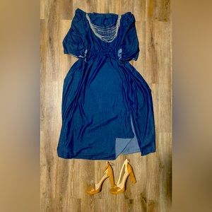 Eloquii Studio Off Shoulder Chambray Dress